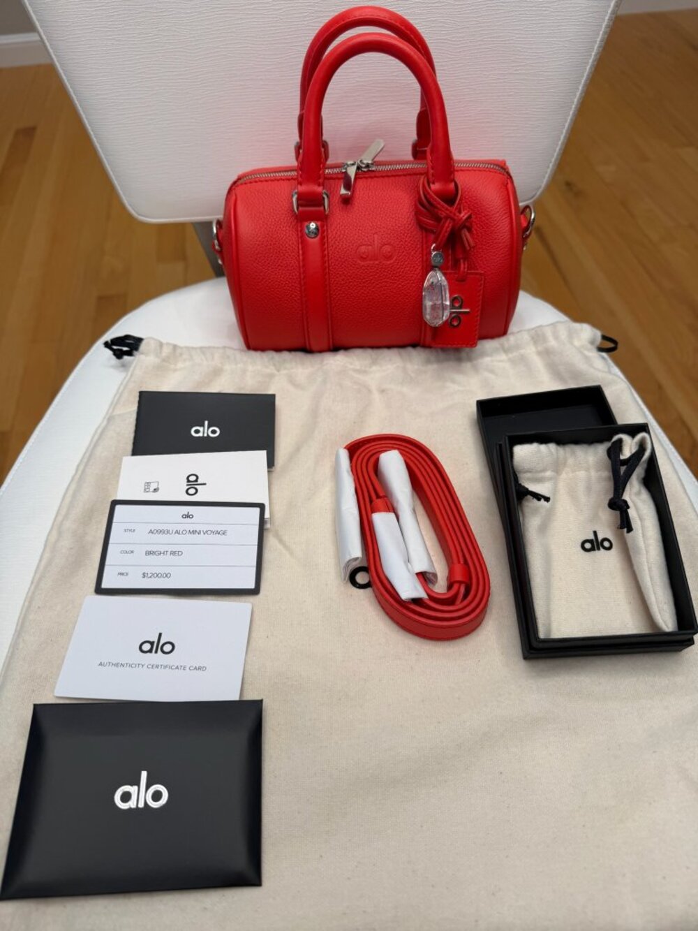 Alo Mini Voyage Bag Bright Red Leather Limited Edition Full Set SOLD OUT